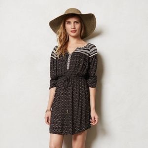 ANTHROPOLOGIE Holding Horses Black Embroidered Dress